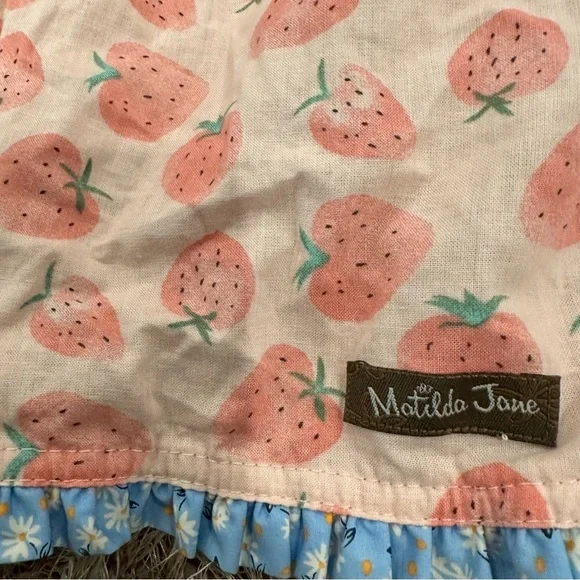Matilda Jane child’s kitchen apron! Ruffles Strawberries Hearts One Size - Picture 6 of 7